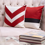 Deep Red, Cabana Red, White-Duck Cushion Cover Set