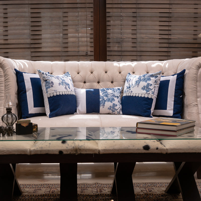 Blue Enchantress Cushion Cover Set 5Pc -Jute cushion