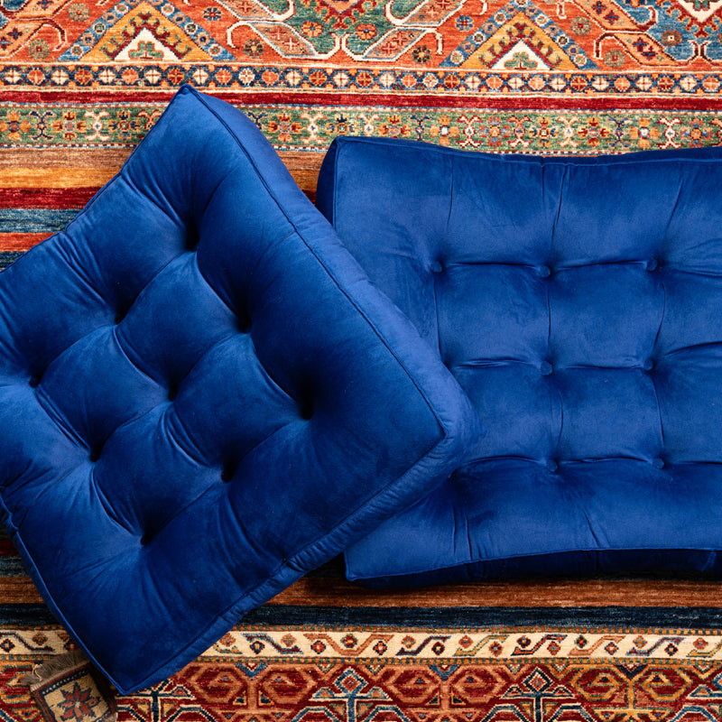Angela Blue Floor Cushion -Velvet Cushion
