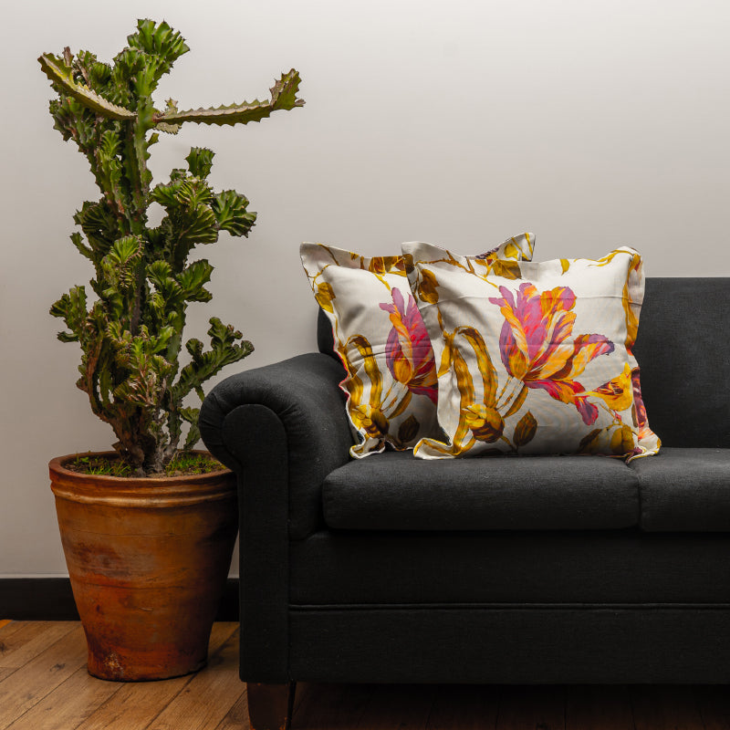 English Garden (Ecru) White Cushion Cover