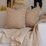 Eva-Beige Crochet Cushion Covers-2 PC Set