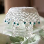 Glass Cover with Ferozi Pearls-6 Pcs