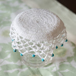 Glass Cover with Ferozi Pearls-6 Pcs