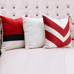Deep Red, Cabana Red, White-Duck Cushion Cover Set