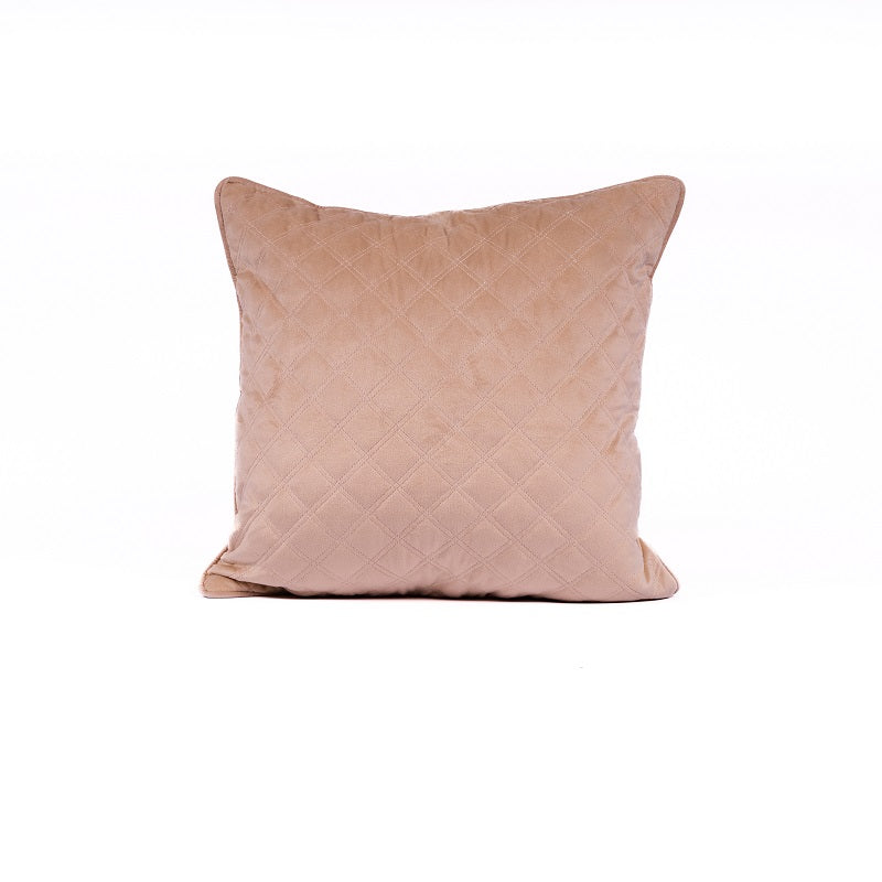 Quilted Light Beige Velvet Cushion