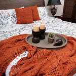 Coco Crochet Throw Burnt Orange