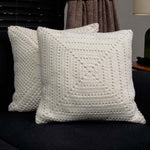 Coco flower White cushion pair -2 Pc  Crochet cushion