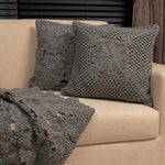 Honeycomb Grey Cushion Pair -2 Pc  Crochet cushion