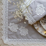 9 PCs Lace Steely grey lace trimmed napkins & trolley covers