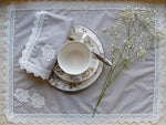 9 PCs Lace Steely grey lace trimmed napkins & trolley covers