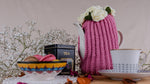 knitted pink crochet with embellishment Tea Cozy Pink