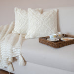 Eva Off-White Crochet Cushion Covers-2 PC Set