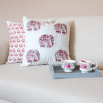 Dancing Elephants Red Cushion Dancing Elephants Red Cushion Cover-2 PC Set
