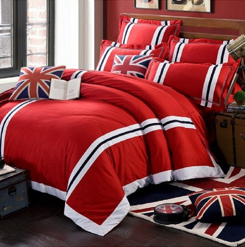 RED OXFORD COTTON SATIN DUVET COVER SET