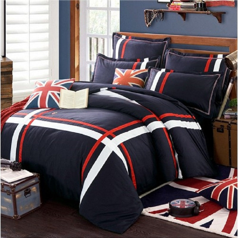 BLUE OXFORD COTTON SATIN DUVET COVER SET