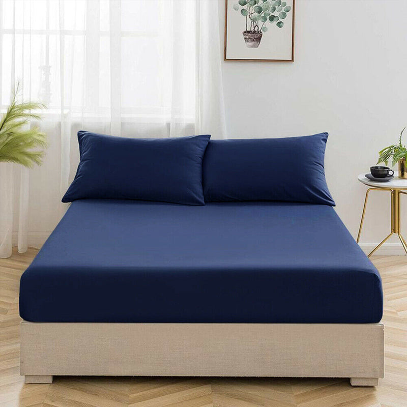 Fitted Sheet Set-Navy Blue