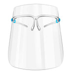 Blue glasses face shield front view
