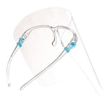 Blue glasses face shield back view