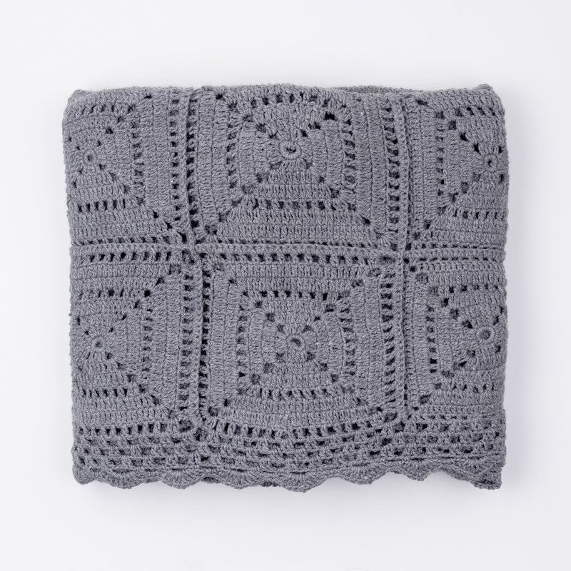 Coco Crochet Throw Light Grey