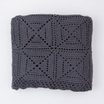 Coco Crochet Throw Charcoal Grey