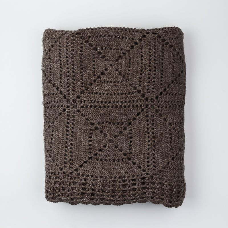 Coco Crochet Throw Mousy Brown