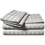 Satin Stripe Double Bed Sheet-Silver