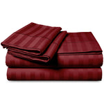 Satin Stripe Double Bed Sheet- Red