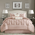 Tea Pink Luxury Cotton Satin Pintuck Duvet Set
