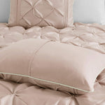 Tea Pink Luxury Cotton Satin Pintuck Duvet Set