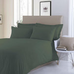 Dark Green-Dyed Satin Duvet Bed Set