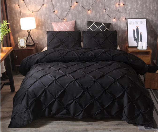 Black Pinch Pleat Comforter