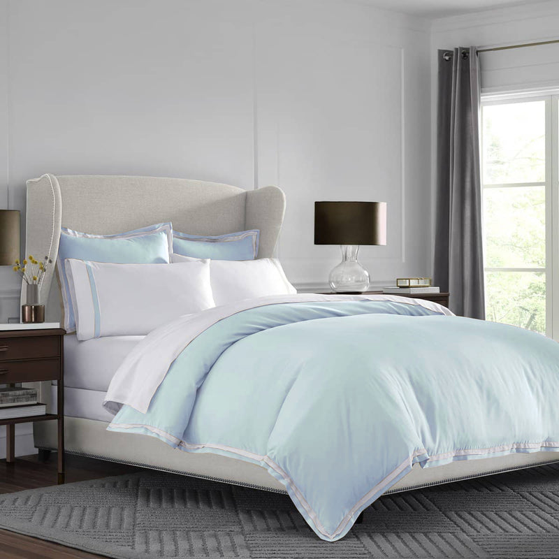 Sky Blue Country Cotton Satin Duvet Cover Set