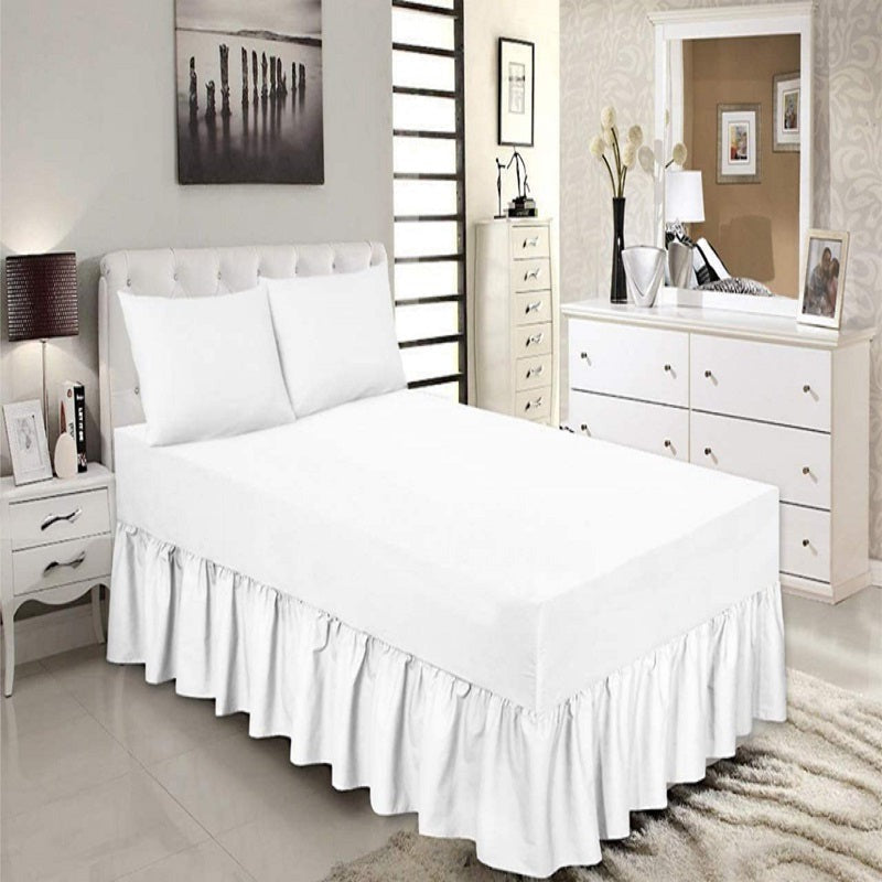 Valance Fitted Sheet Set-White