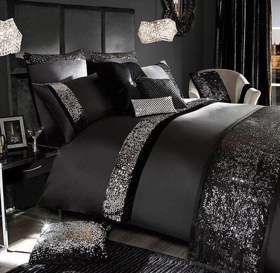 Luxury Sequence Bridal Bedding Set-Black