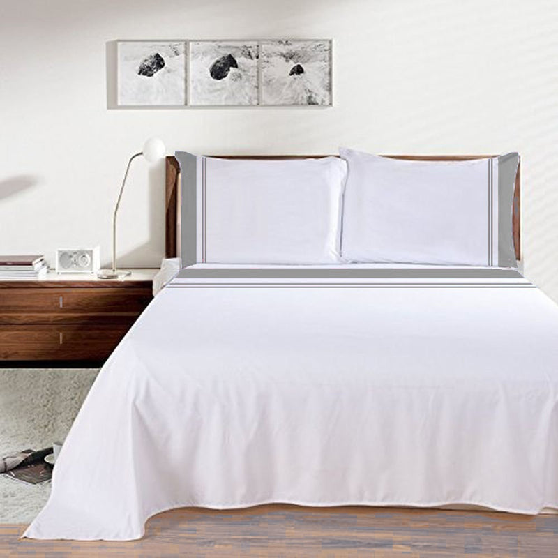 4 PCs Hilton Bed Sheet Set-Grey