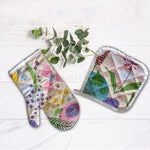 Summer Gardening Pot Holders apron oven mitt gloves set