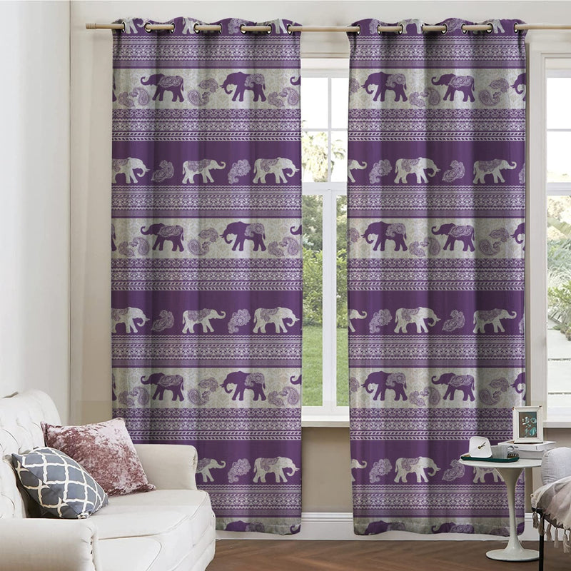 2 PC Curtain Panels-Africa-Purple