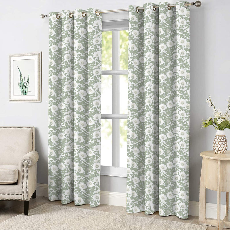 2 PC Curtain Panels-Brokblad Green