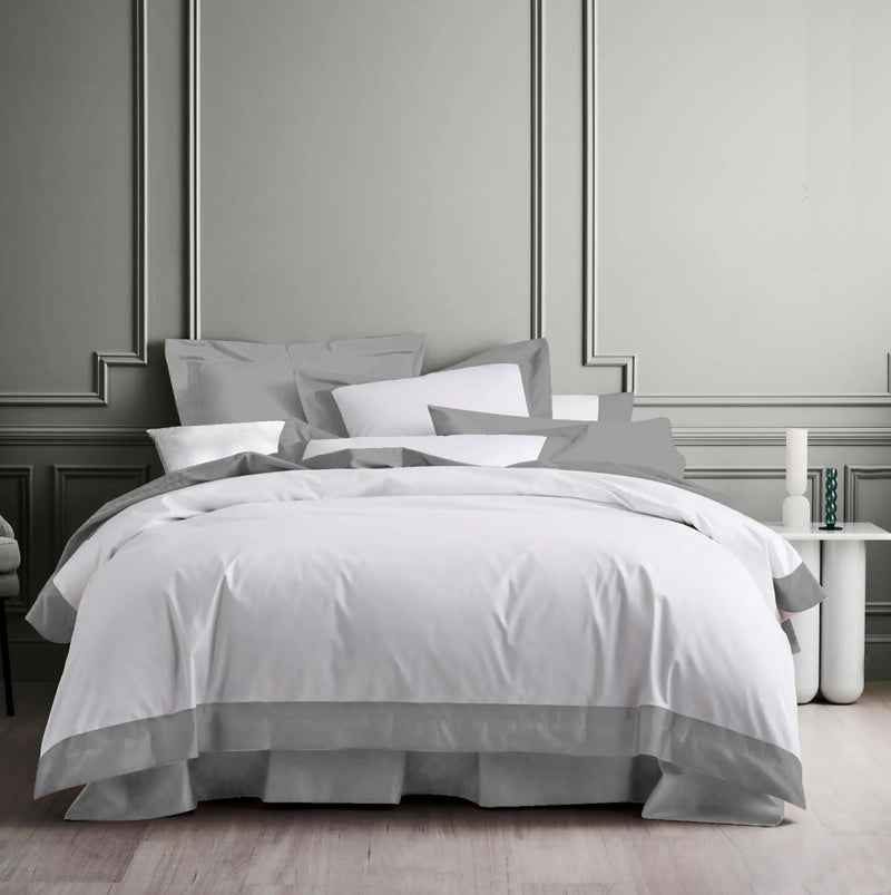 Milano Cotton Satin Double Bed Duvet Cover Set-Grey