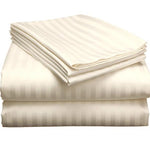 4 Pcs Satin Stripe Double Bed Duvet Set-Cream